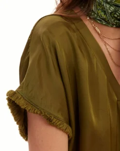 Lauren Vidal Tops Et Blouses|Top satiné Must vert