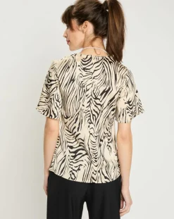 Zapa Tops Et Blouses|Top Tangui imprimée animal noir/beige