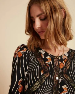 Belair Tops Et Blouses|Top Toran imprimé noir