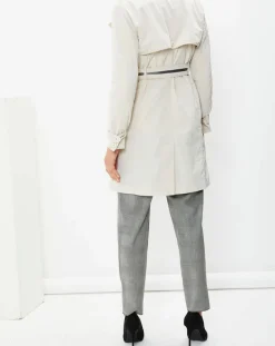 MaxMara Studio Manteaux|Trench Croisé Ceinture Scacco beige