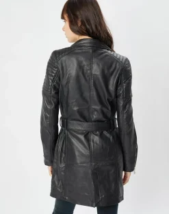 Blue Wellford Vestes, Blousons|Trench en Cuir Abby noir