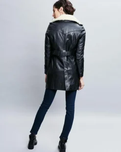 Chyston Vestes, Blousons|Trench en Cuir Electra noir