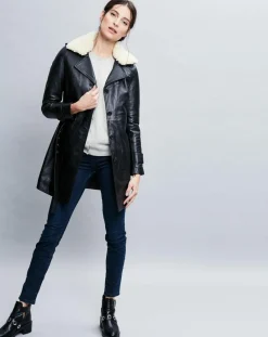 Chyston Vestes, Blousons|Trench en Cuir Electra noir