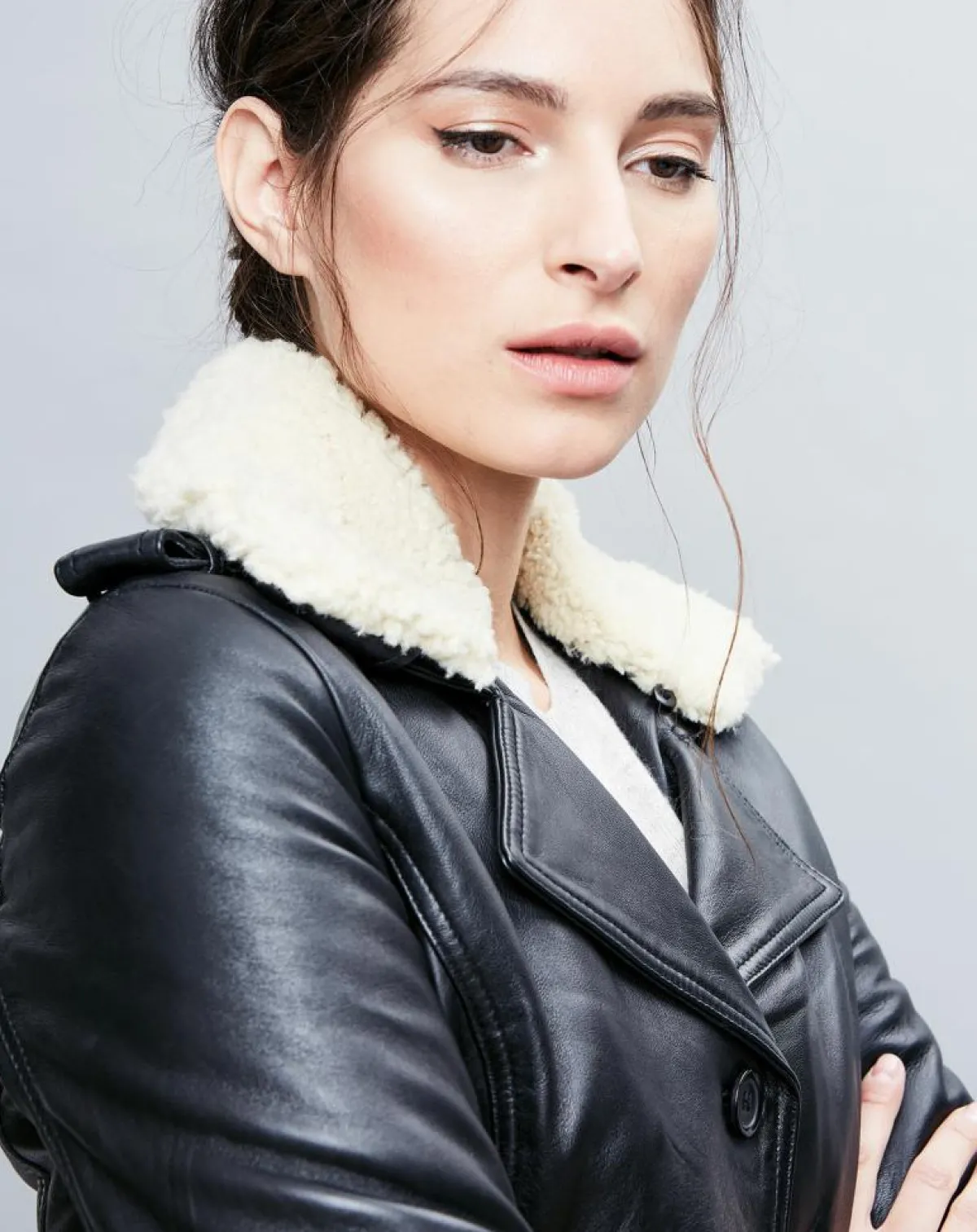 Chyston Vestes, Blousons|Trench en Cuir Electra noir