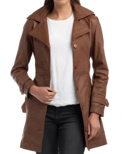 Chyston Vestes, Blousons|Trench en Cuir Elsa cognac