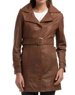 Chyston Vestes, Blousons|Trench en Cuir Elsa cognac