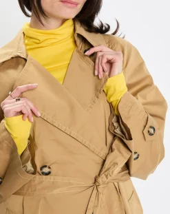 Marc O'Polo Manteaux|Trench long en Toile de coton mélangé beige