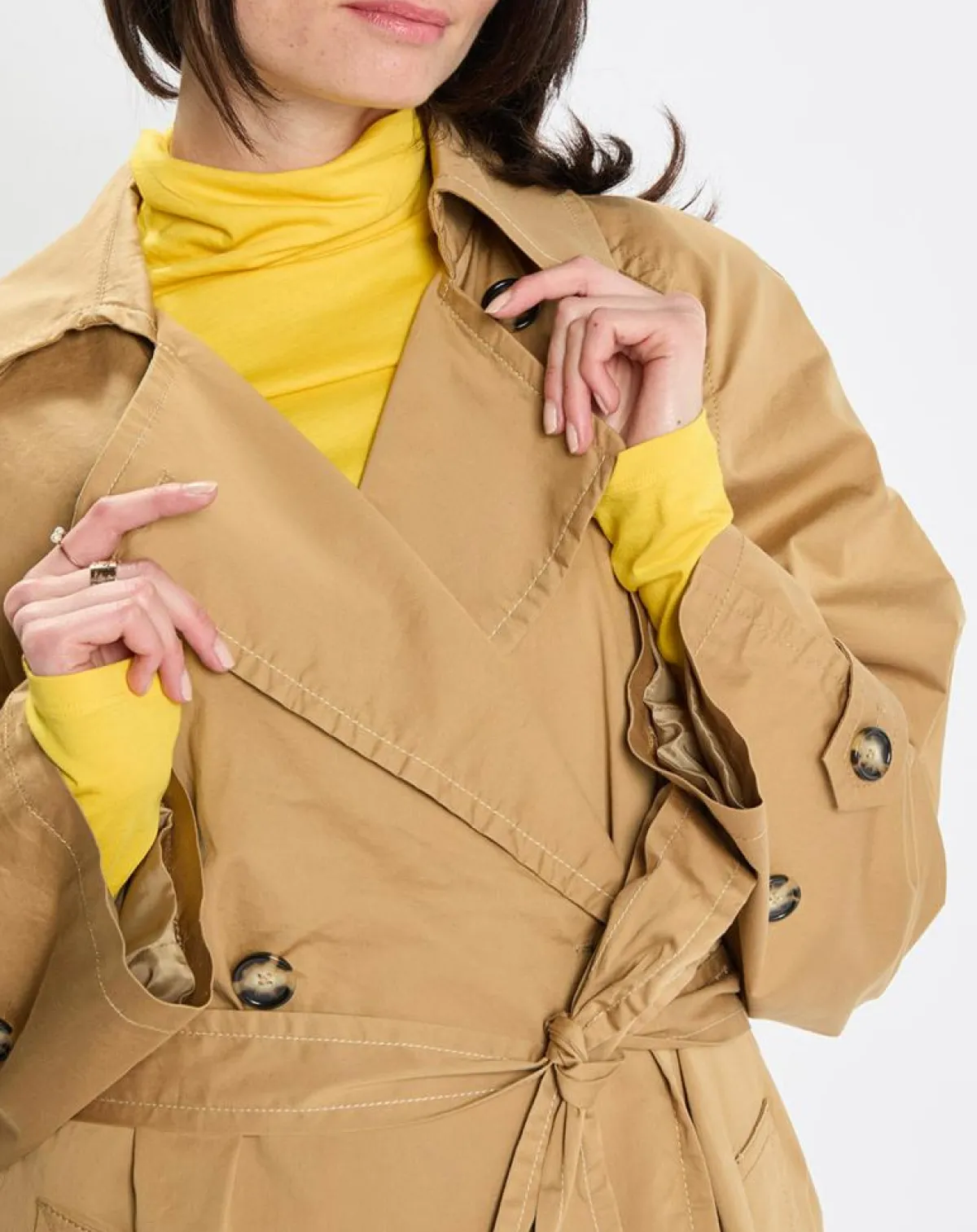 Marc O'Polo Manteaux|Trench long en Toile de coton mélangé beige