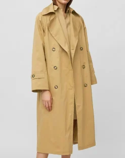 Marc O'Polo Manteaux|Trench long en Toile de coton mélangé beige