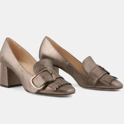 Minelli Escarpins|Trotters en Cuir verni Lili étain - Talon 6 cm