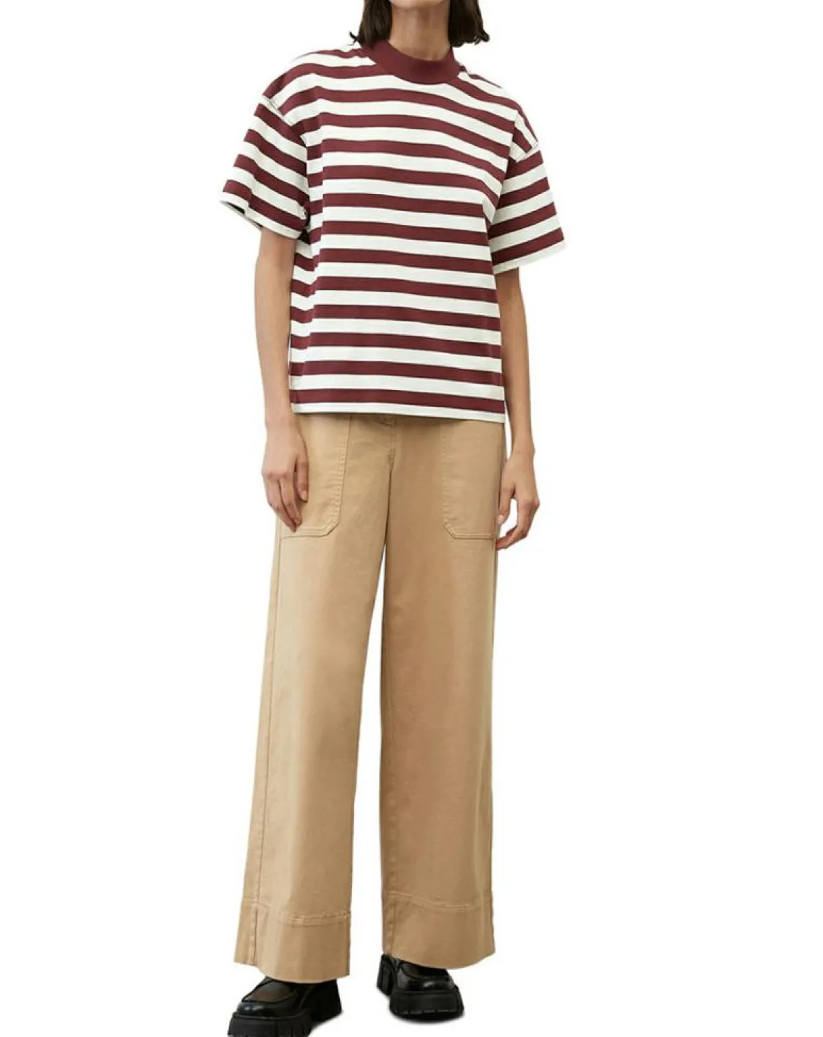 Marc O'Polo T-Shirts|T-Shirt 100% Coton Bio rayé rouge/blanc