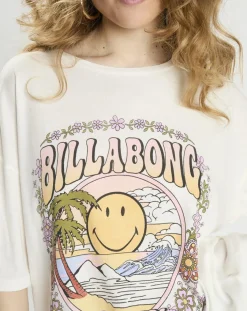 Billabong T-Shirts|T-Shirt 100% Coton Bio Smiley blanc/multicolore