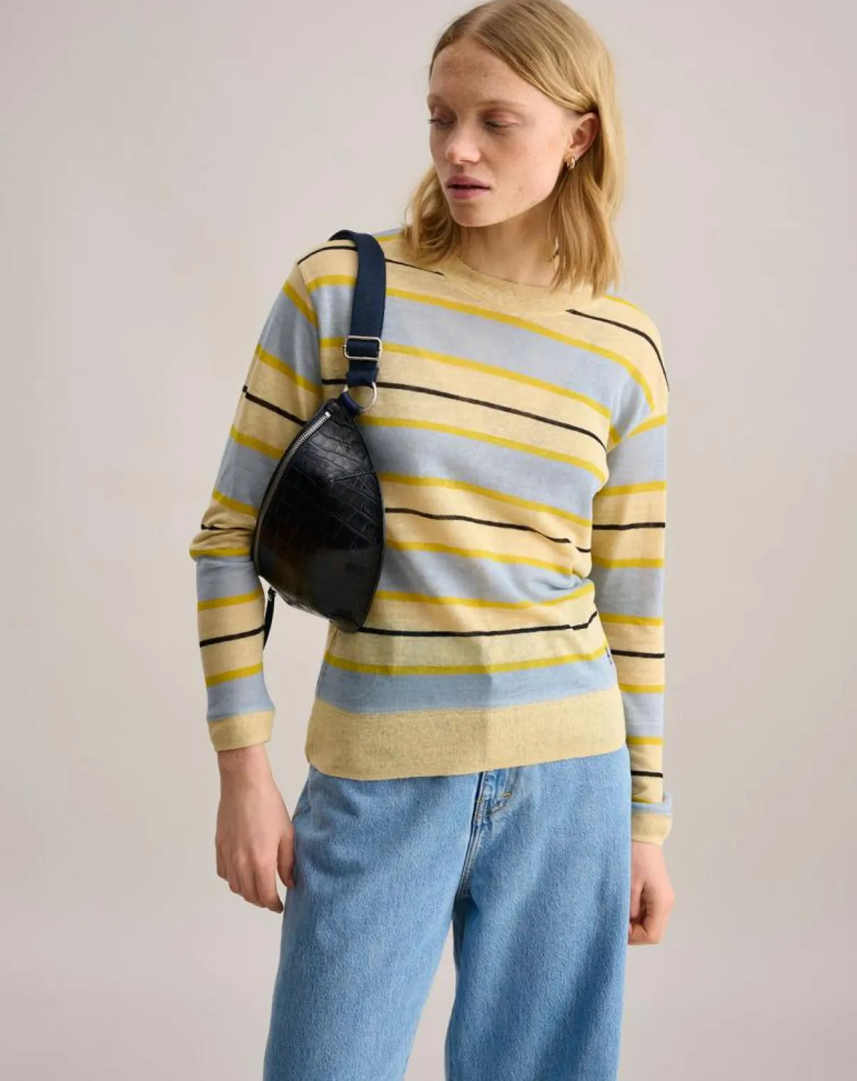 Bellerose T-Shirts|T-Shirt 100% Lin Senia rayé jaune