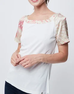 John Galliano T-Shirts|T-Shirt avec empiècements soie blanc cassé/multicolore