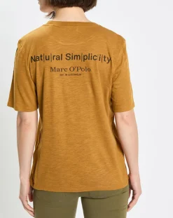Marc O'Polo T-Shirts|T-Shirt Col rond inscription poitrine moutarde