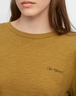 Marc O'Polo T-Shirts|T-Shirt Col rond inscription poitrine moutarde