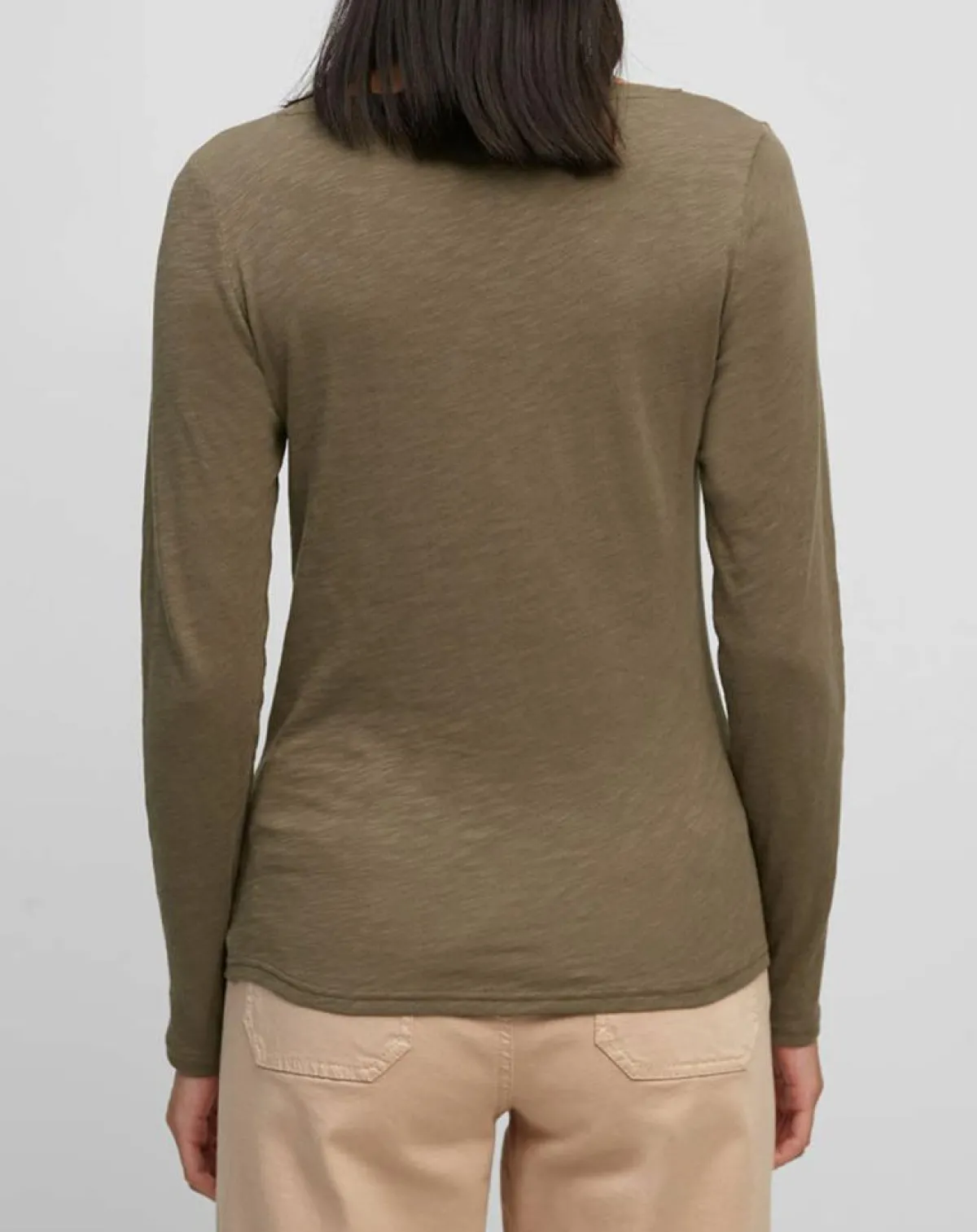 Marc O'Polo T-Shirts|T-Shirt Col V en Coton flammé kaki