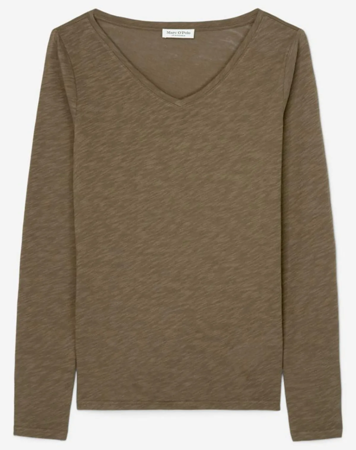 Marc O'Polo T-Shirts|T-Shirt Col V en Coton flammé kaki