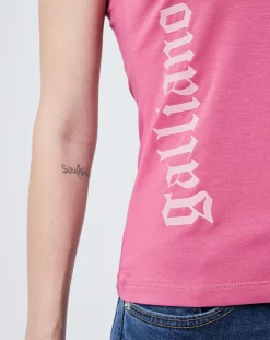 John Galliano T-Shirts|T-Shirt col V mauve