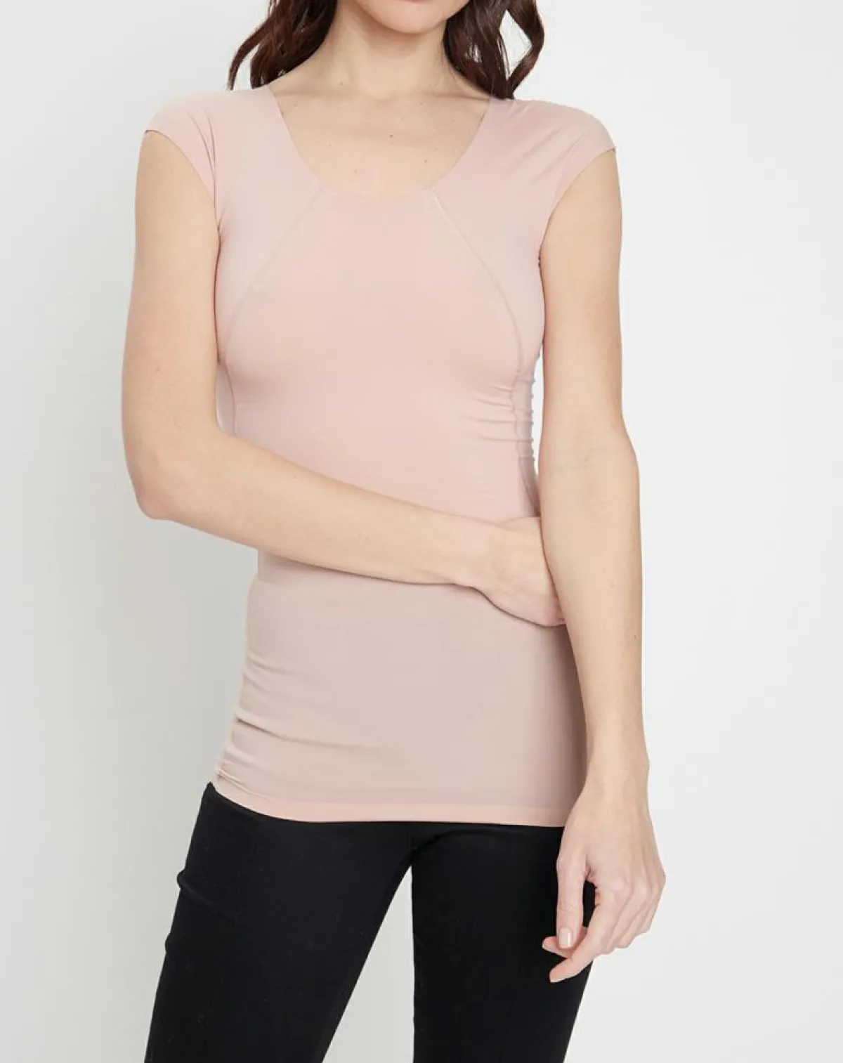 Wolford T-Shirts|T-Shirt Coton Contour rose poudré