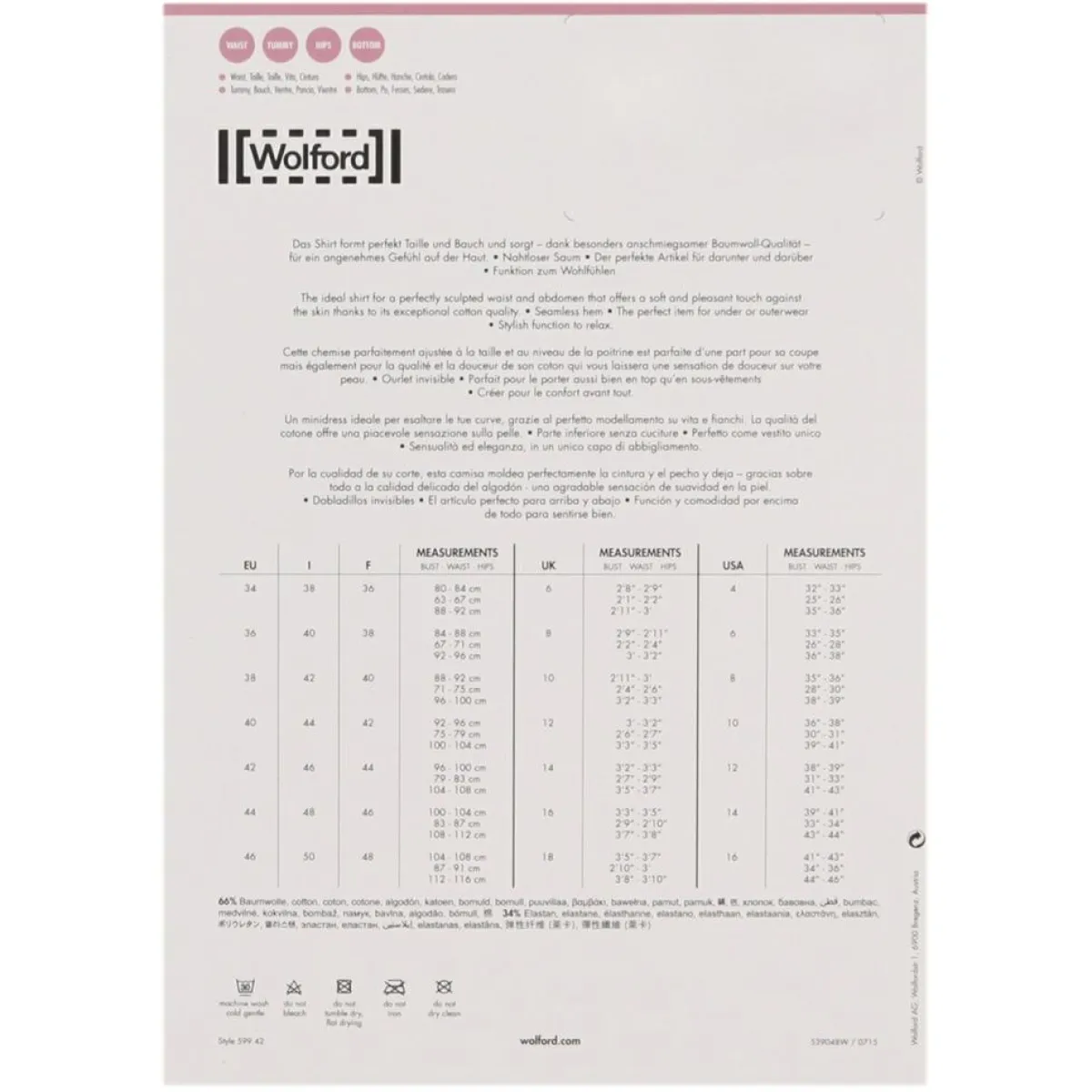 Wolford T-Shirts|T-Shirt Coton Contour rose poudré