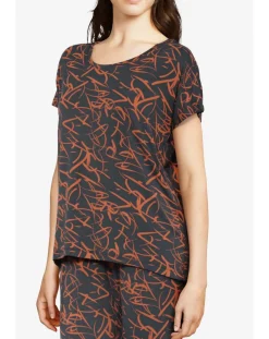 Femilet Lingerie, Nuit|T-Shirt de pyjama Volcano imprimé noir/orange