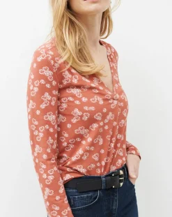 Caroll T-Shirts|T-Shirt Doris à fleurs pêche