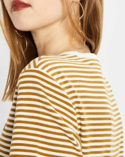 Marc O'Polo T-Shirts|T-Shirt en Coton à rayures marron/blanc