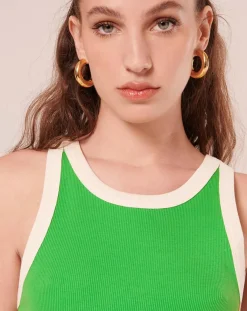 Tara Jarmon Tops Et Blouses|T-Shirt en Coton Biologique côtelé vert