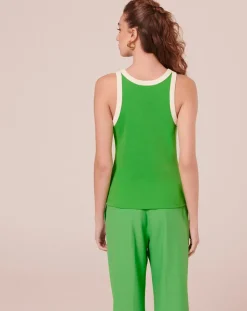 Tara Jarmon Tops Et Blouses|T-Shirt en Coton Biologique côtelé vert