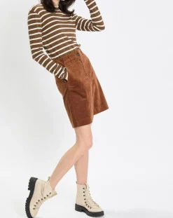 Marc O'Polo T-Shirts|T-Shirt en Coton mélangé Turtle rayé écru/marron