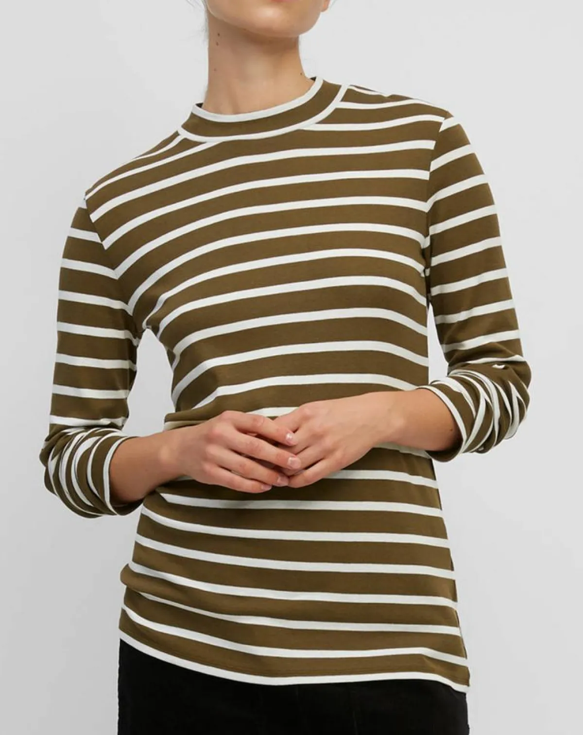 Marc O'Polo T-Shirts|T-Shirt en Coton mélangé Turtle rayé écru/marron