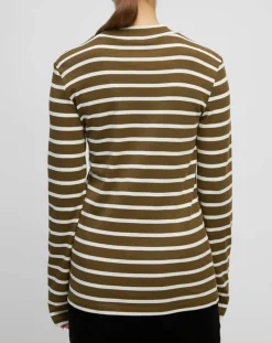 Marc O'Polo T-Shirts|T-Shirt en Coton mélangé Turtle rayé écru/marron