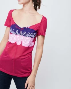 John Galliano T-Shirts|T-Shirt fin avec imprimé pourpre