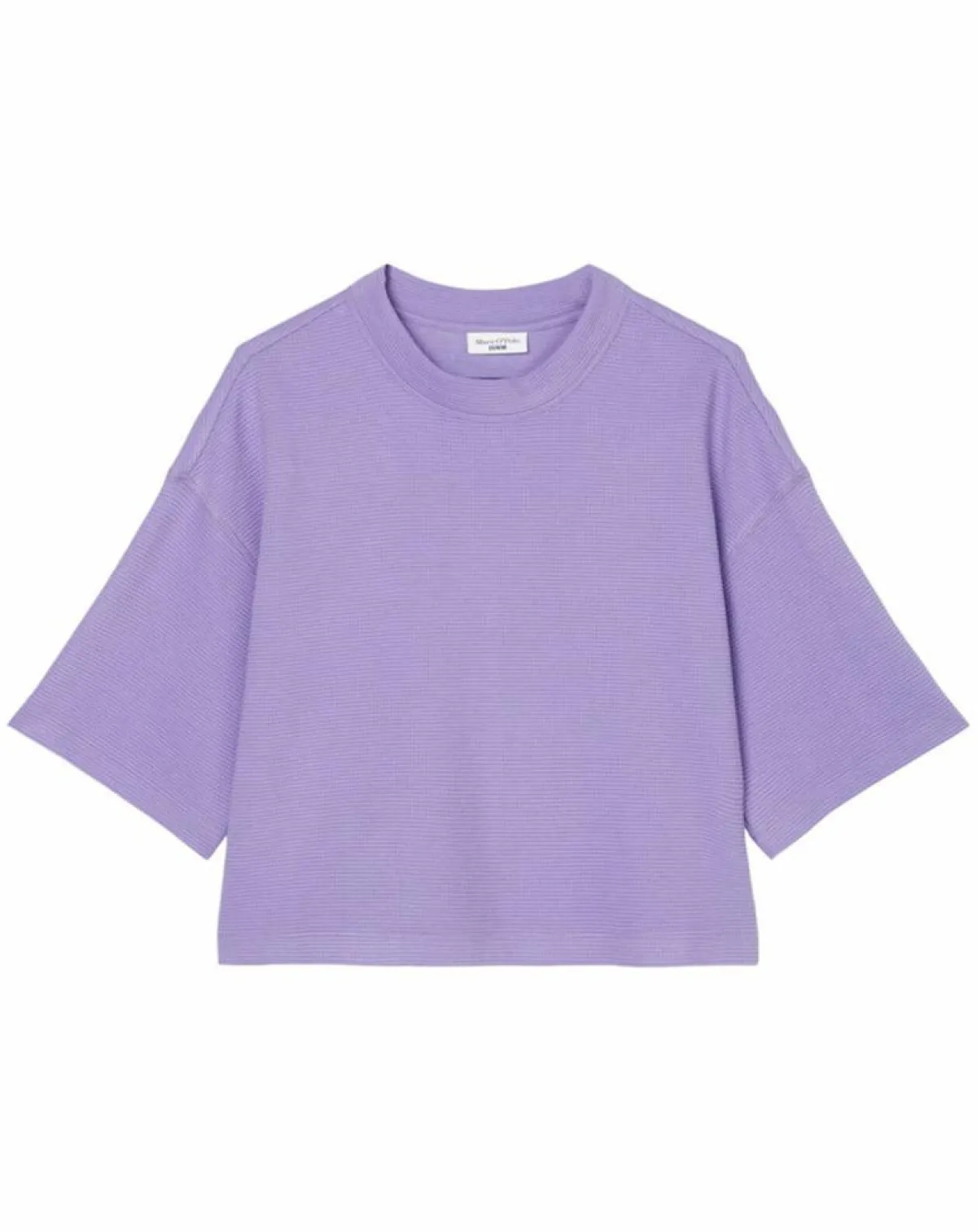 Marc O'Polo T-Shirts|T-Shirt gaufré manches 3/4 Boxy violet clair