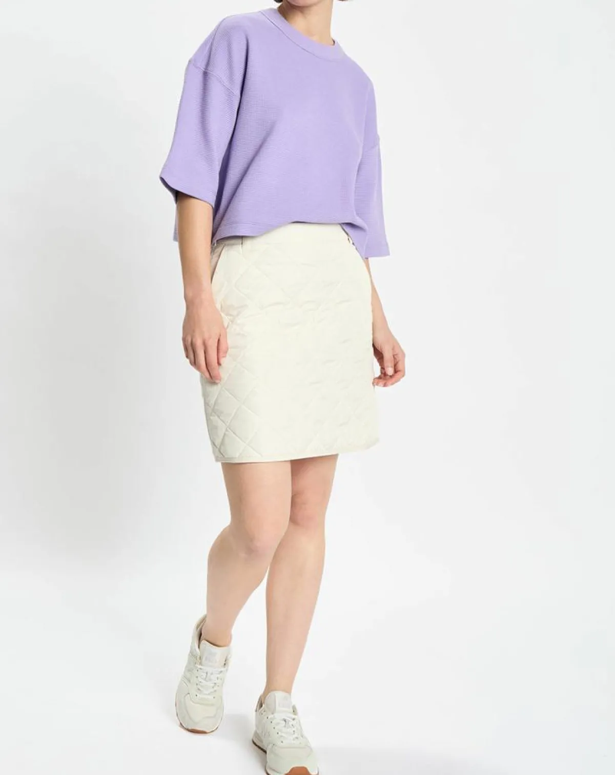 Marc O'Polo T-Shirts|T-Shirt gaufré manches 3/4 Boxy violet clair