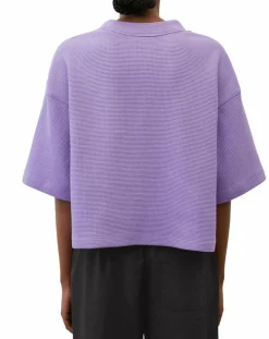 Marc O'Polo T-Shirts|T-Shirt gaufré manches 3/4 Boxy violet clair
