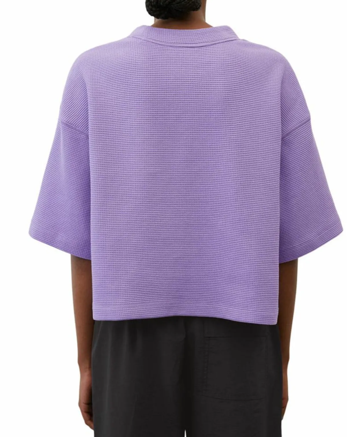 Marc O'Polo T-Shirts|T-Shirt gaufré manches 3/4 Boxy violet clair