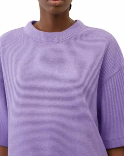 Marc O'Polo T-Shirts|T-Shirt gaufré manches 3/4 Boxy violet clair