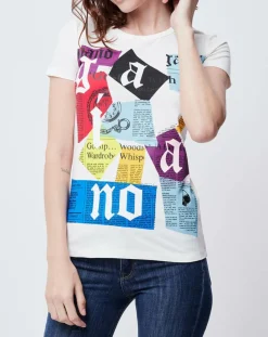 John Galliano T-Shirts|T-Shirt imprimé blanc cassé/multicolore