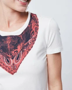 John Galliano T-Shirts|T-Shirt imprimé blanc cassé/rouge/noir