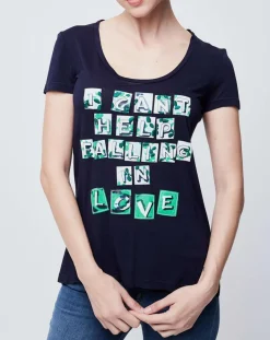 John Galliano T-Shirts|T-Shirt imprimé bleu nuit/blanc/vert
