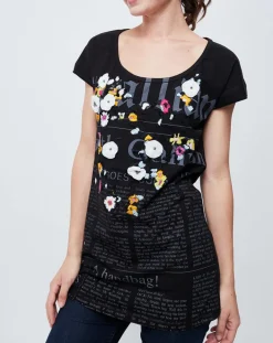 John Galliano T-Shirts|T-Shirt imprimé Gazette noir