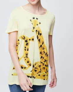 John Galliano T-Shirts|T-Shirt imprimé girafe jaune poussin