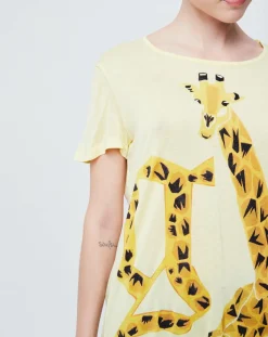 John Galliano T-Shirts|T-Shirt imprimé girafe jaune poussin