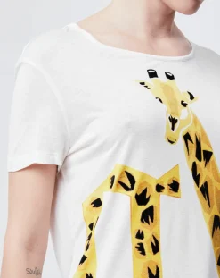 John Galliano T-Shirts|T-Shirt imprimé girafes blanc cassé/jaune/noir