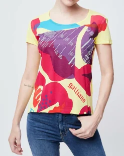 John Galliano T-Shirts|T-Shirt imprimé jaune/multicolore