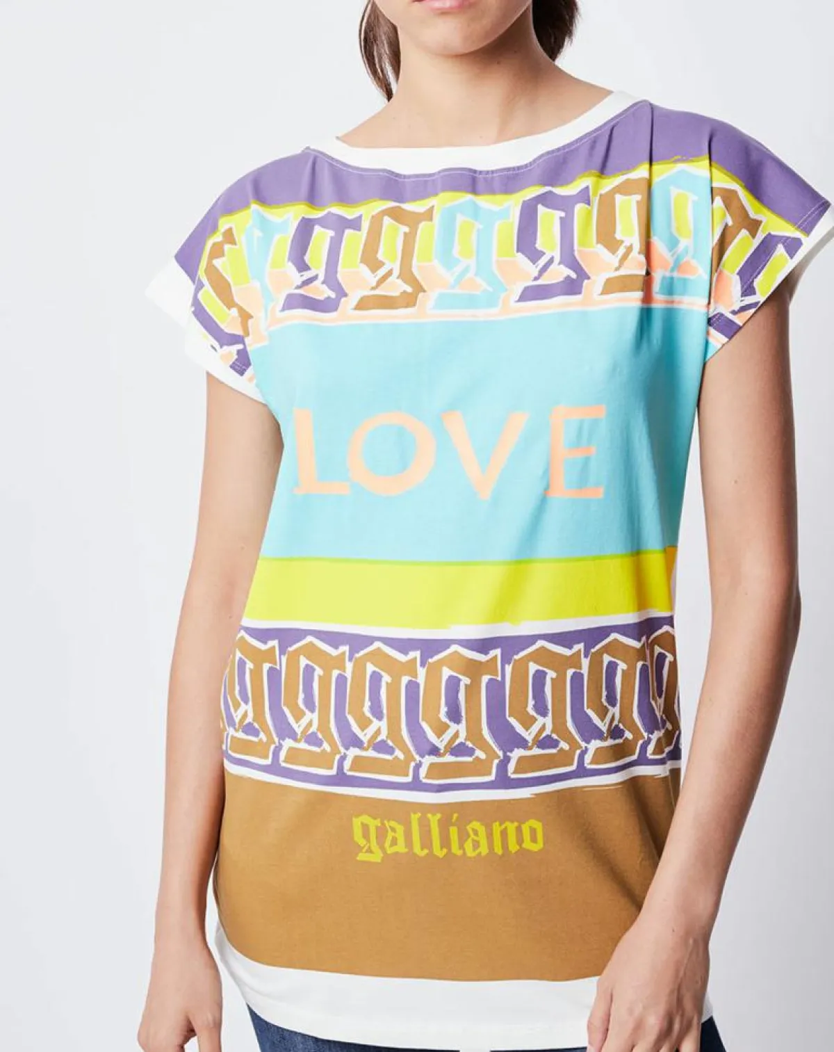 John Galliano T-Shirts|T-Shirt imprimé multicolore