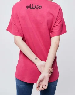 John Galliano T-Shirts|T-Shirt imprimé rose foncé