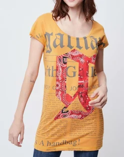 John Galliano T-Shirts|T-Shirt long Gazette orange/rouge/gris
